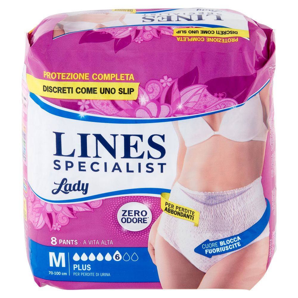 ASSORBENTI INCONTINENZA LINES PANTS SPECIALIST PLUS TG. M PZ 8 - 4