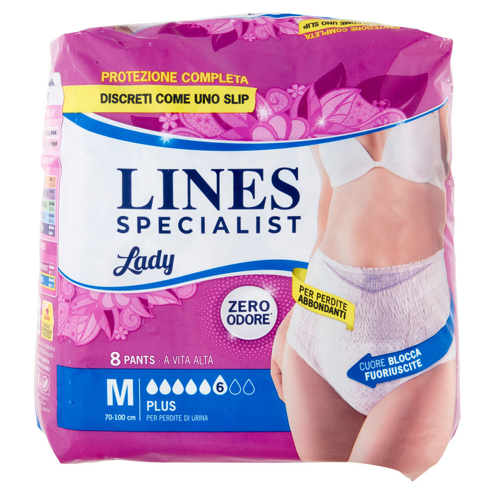 ASSORBENTI INCONTINENZA LINES PANTS SPECIALIST PLUS TG. M PZ 8 - 5
