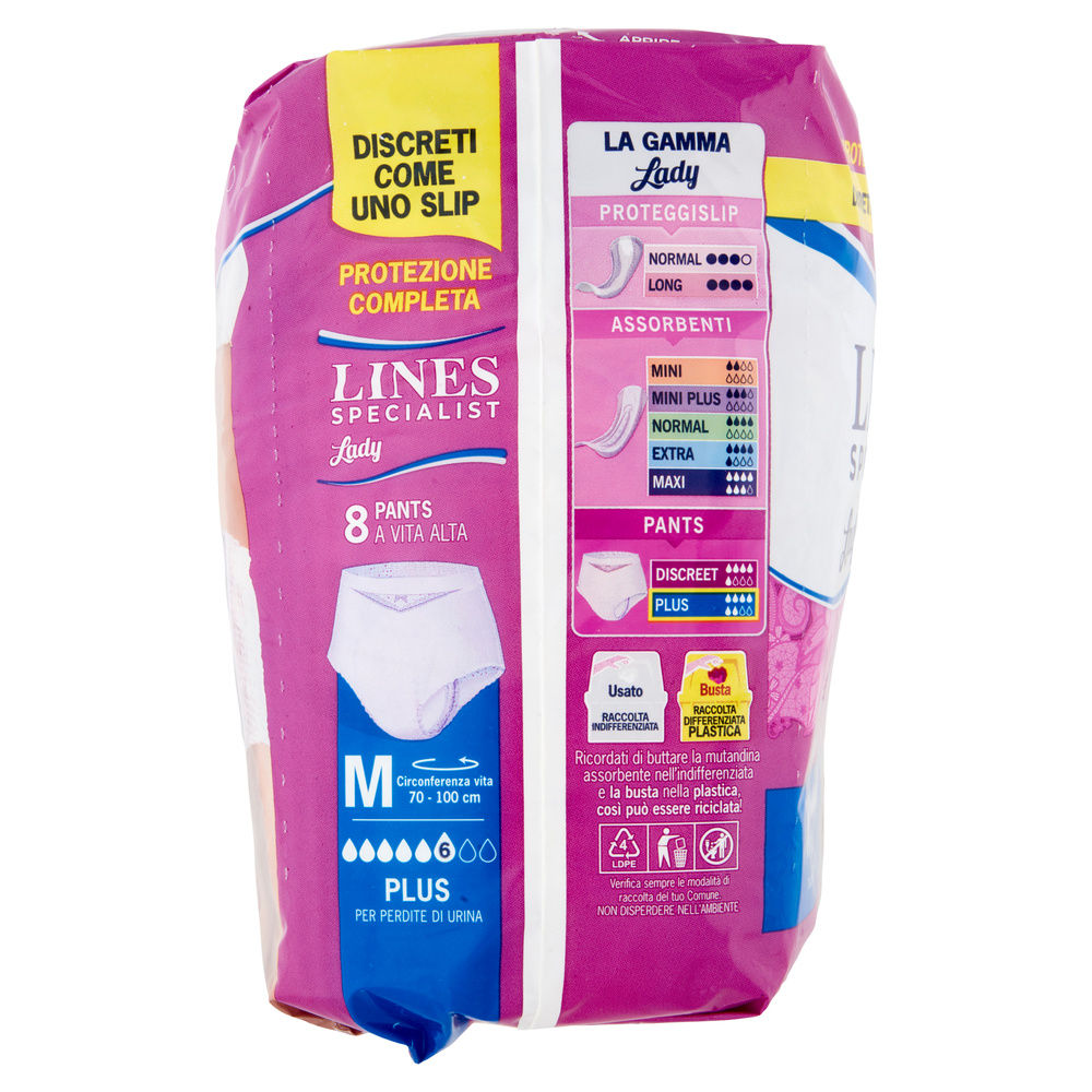 ASSORBENTI INCONTINENZA LINES PANTS SPECIALIST PLUS TG. M PZ 8 - 2