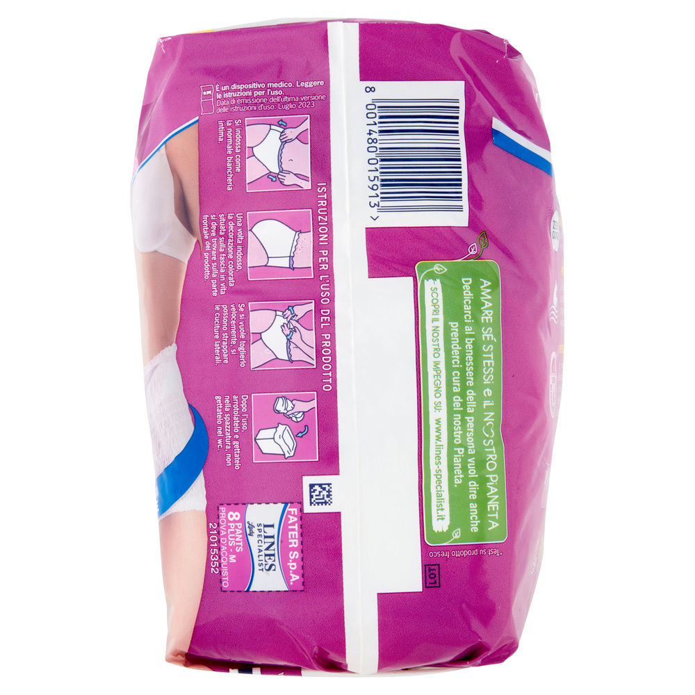 ASSORBENTI INCONTINENZA LINES PANTS SPECIALIST PLUS TG. M PZ 8 - 3