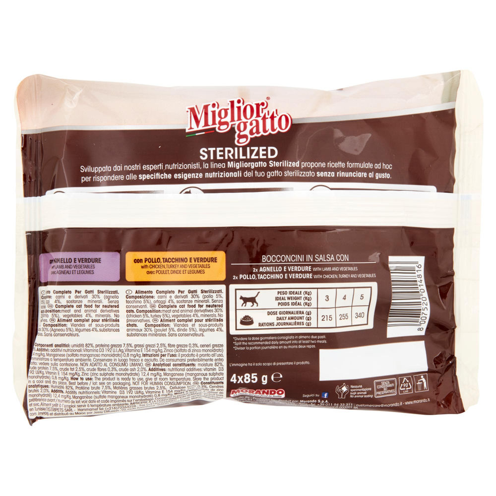 BOCCONCINI MIGLIOR GATTO STERILIZED CARNE IN SALSA FP 4 PZ X G 85 - 1