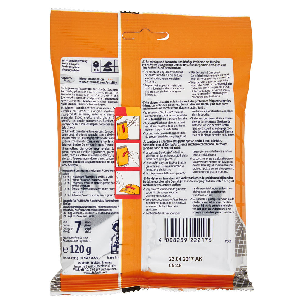 SNACK PER CANI DENTAL  3IN1 SMALL  VITAKRAFT SACCHETTO G. 120 - 1
