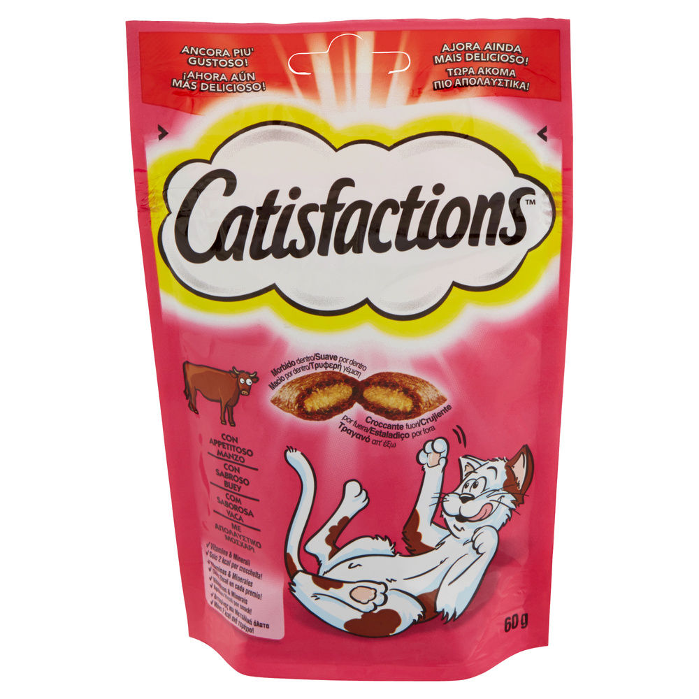 SNACK PER GATTI  MANZO CATISFACTIONS BUSTA G 60 - 7