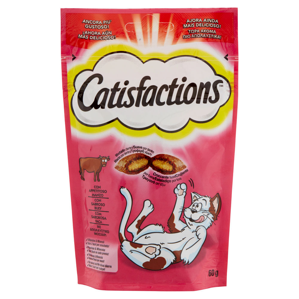SNACK PER GATTI  MANZO CATISFACTIONS BUSTA G 60 - 3