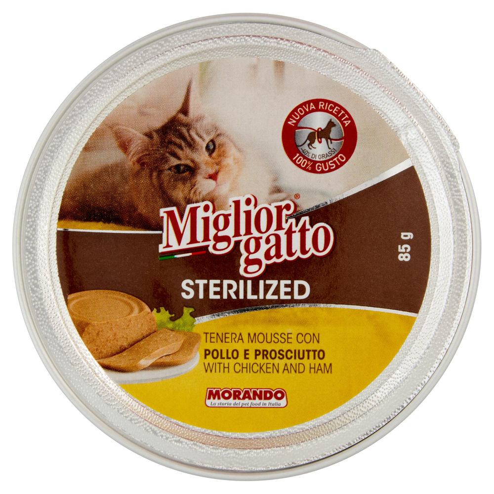 MOUSSE MIGLIOR GATTO STERILIZED POLLO E PROSCIUTTO LATTINA G 85 - 0
