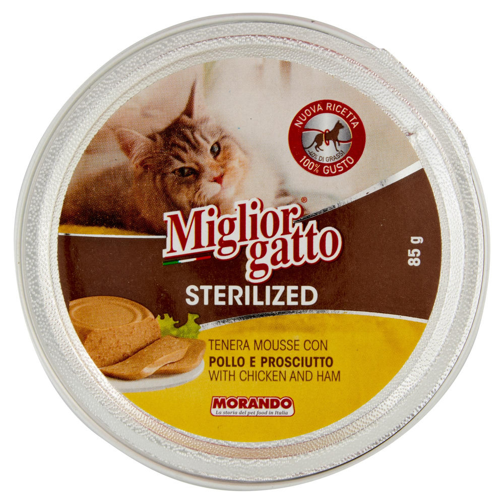 MOUSSE MIGLIOR GATTO STERILIZED POLLO E PROSCIUTTO LATTINA G 85 - 2