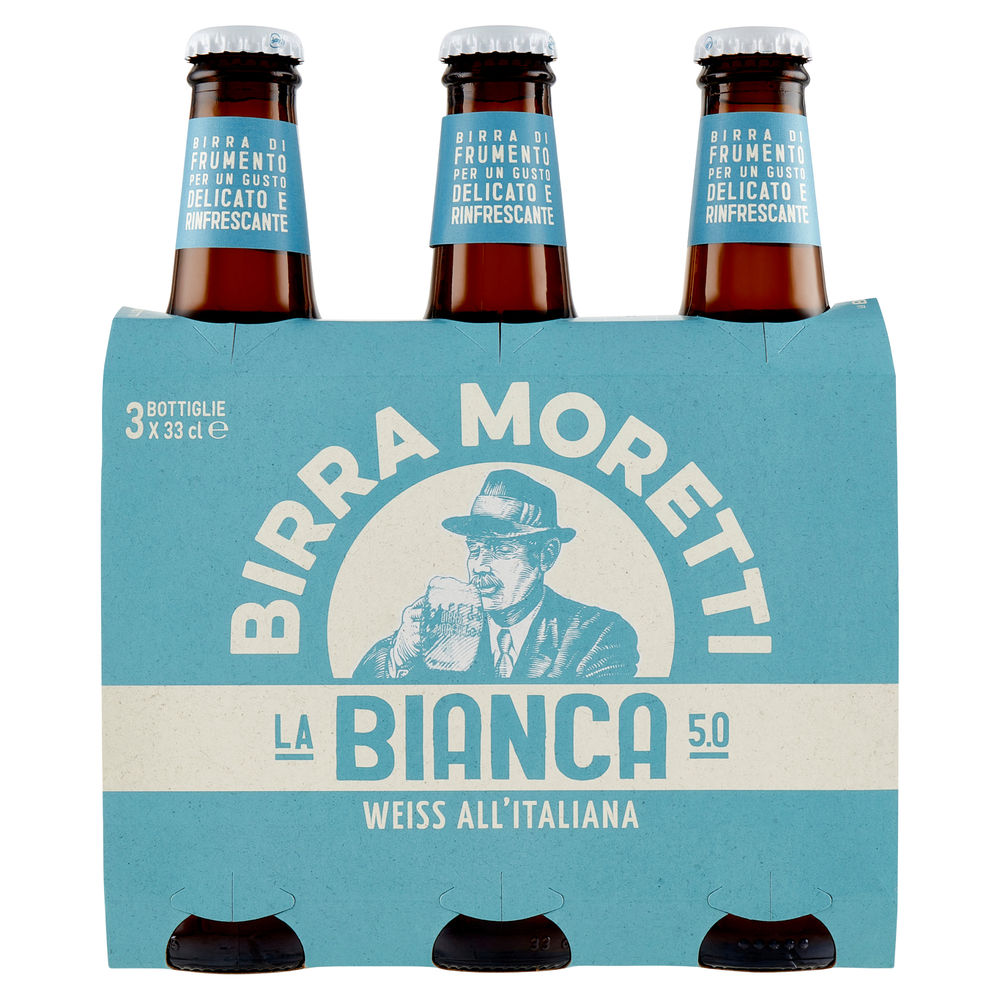 Birra moretti la bianca 5 gradi bottiglia cluster ml 330 x 3