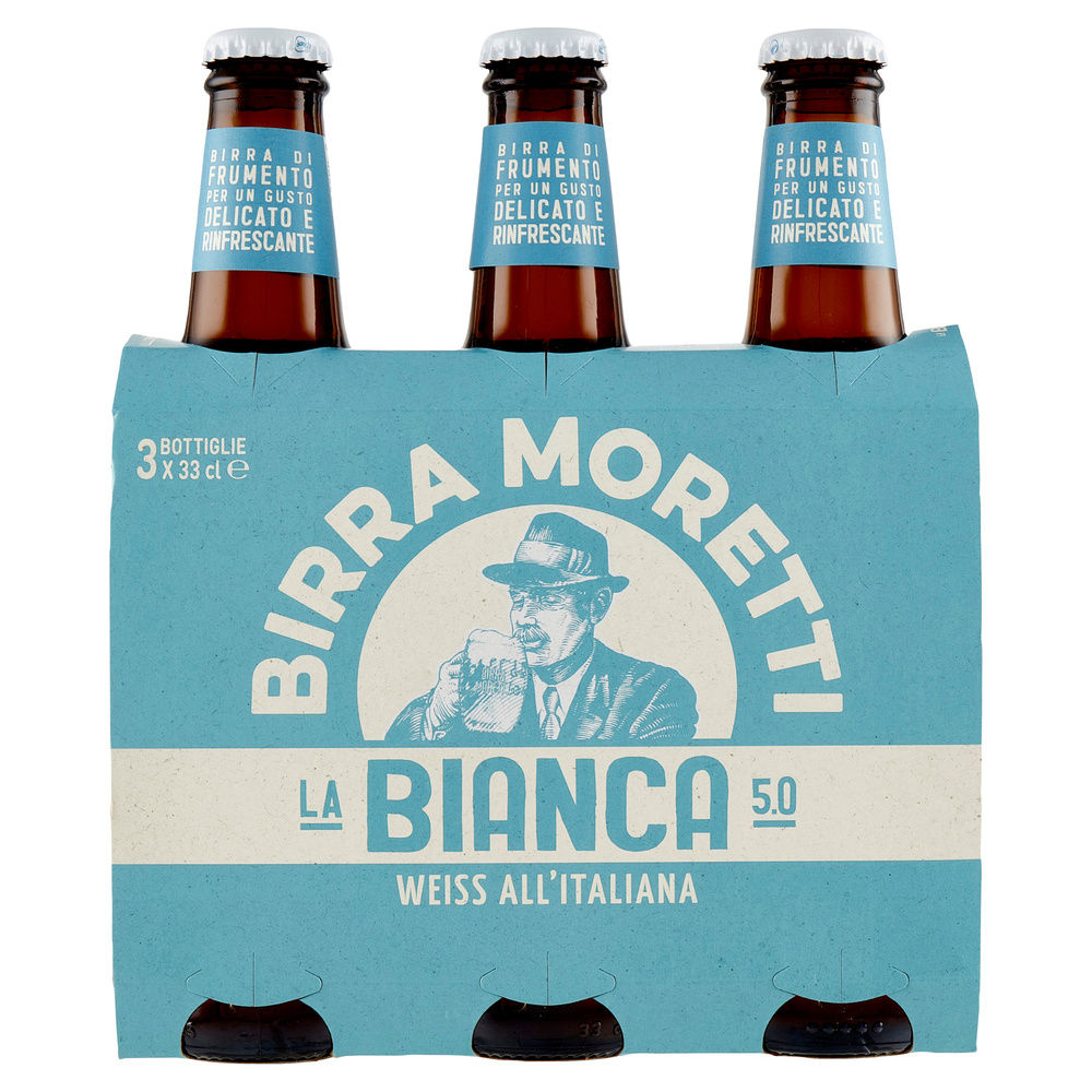 BIRRA MORETTI LA BIANCA 5 GRADI BOTTIGLIA CLUSTER ML 330 X 3 - 3