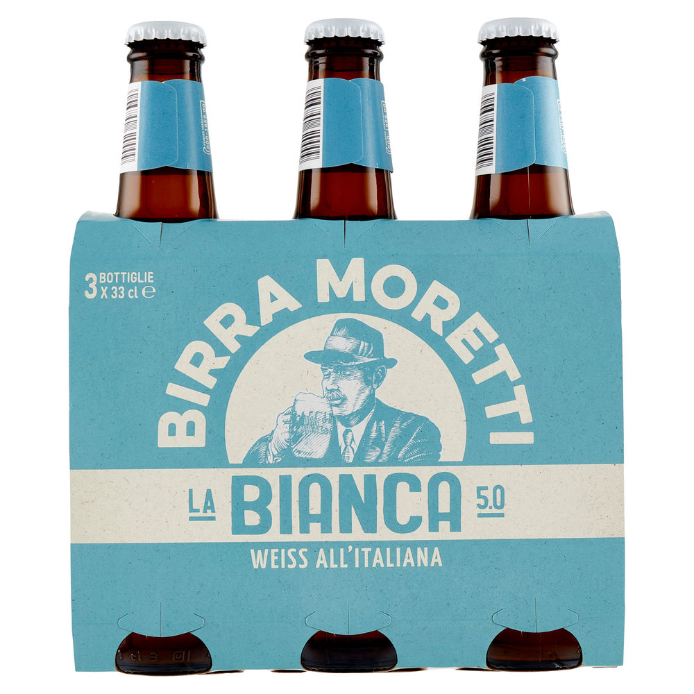 BIRRA MORETTI LA BIANCA 5 GRADI BOTTIGLIA CLUSTER ML 330 X 3 - 1