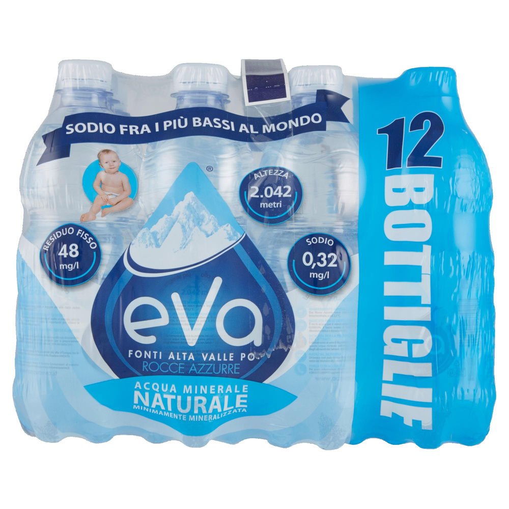 ACQUA MINERALE NATURALE EVA ROCCE AZZURRE CLUSTER ML 500 X 12 - 3