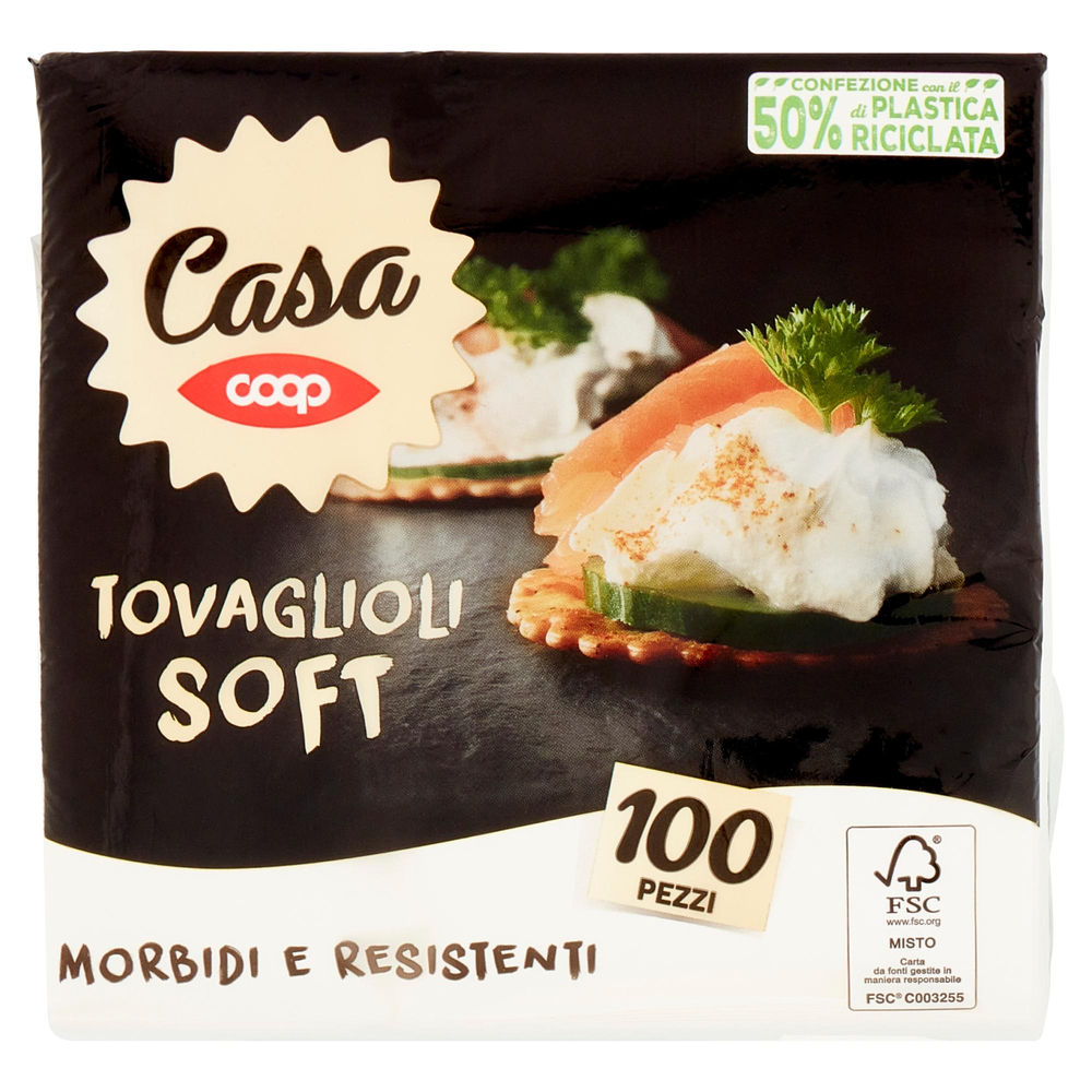 Tovaglioli coop 3 veli bianco 40x40cm fsc pz 100