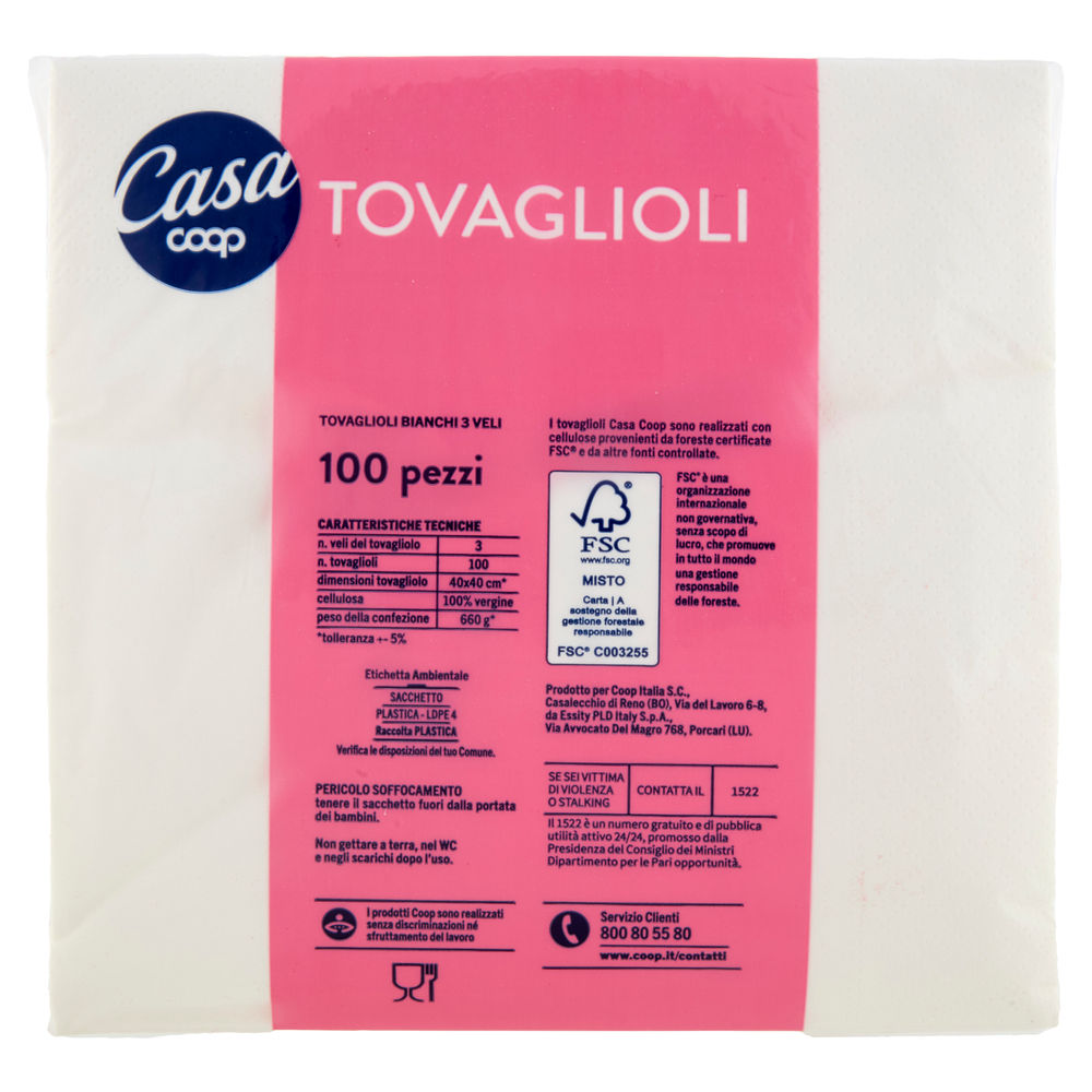 TOVAGLIOLI COOP 3 VELI BIANCO 40X40CM FSC PZ 100 - 3