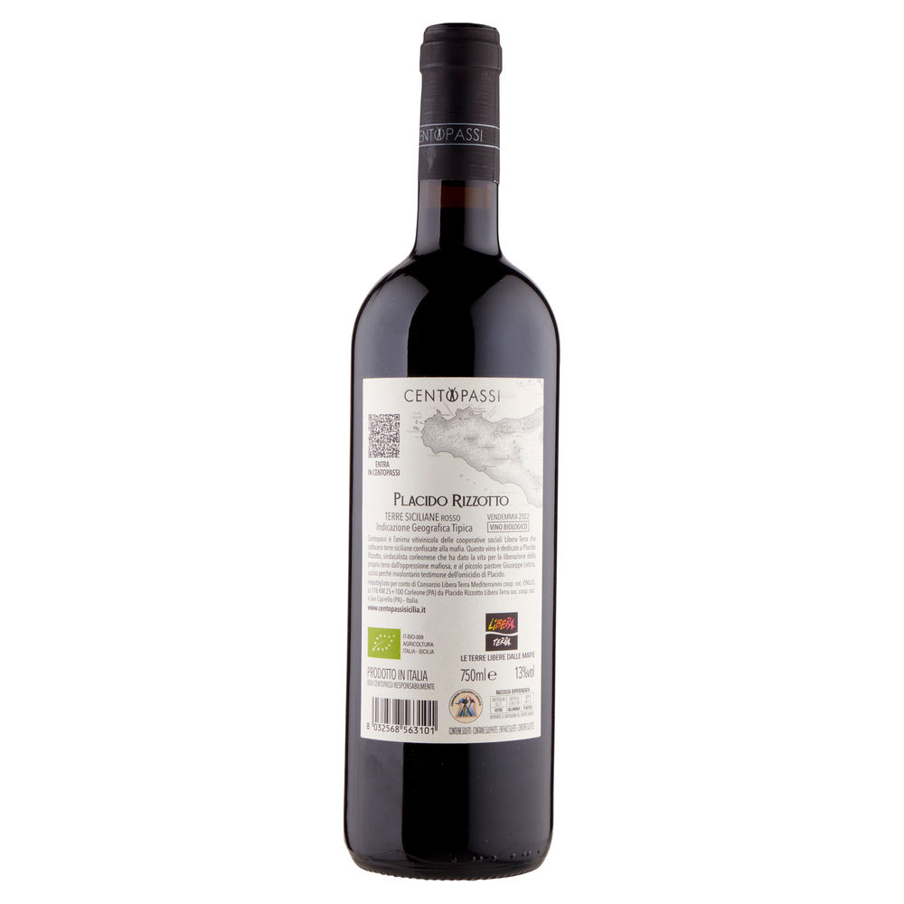 PLACIDO RIZZOTTO ROSSO TERRE SICILIANE IGT BIO LIBERA TERRA CENTOPASSI ML 750 - 1