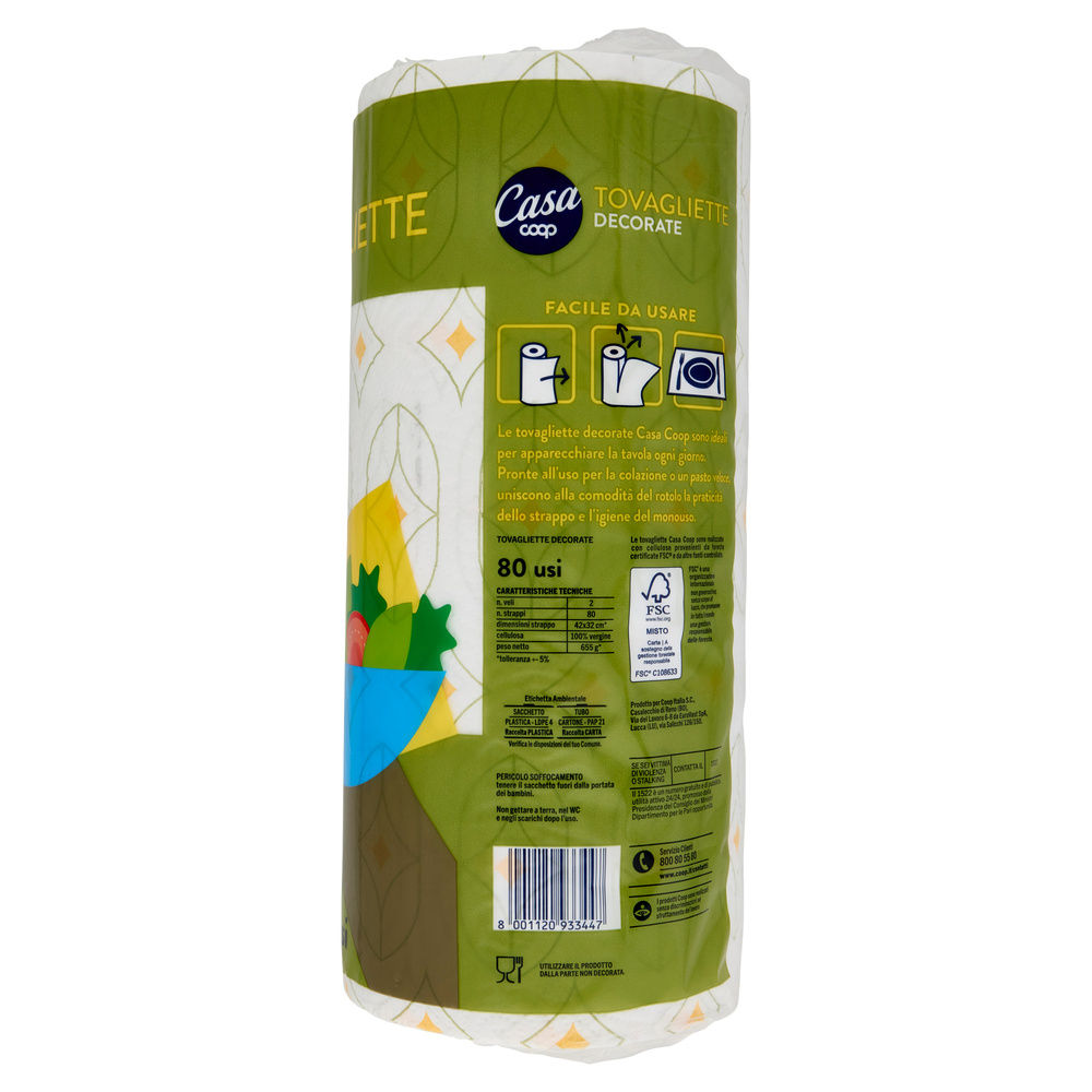 TOVAGLIETTA MONOUSO COOP CASA ROTOLO DECORATA 80 USI FSC PZ 1 - 11