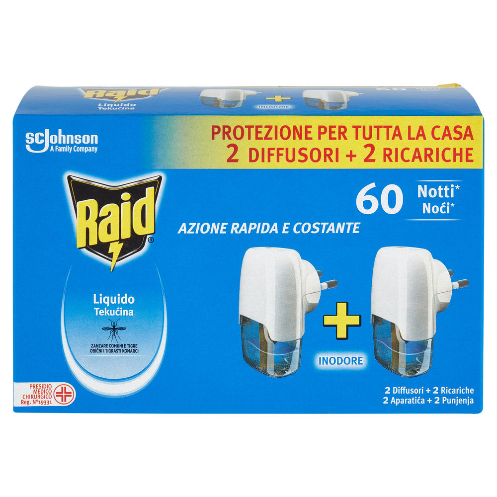 REPULSIVI RAID ELETTROEMANATORI LIQUIDO ELETTRICO PROMO PACK PZ 2 - 4