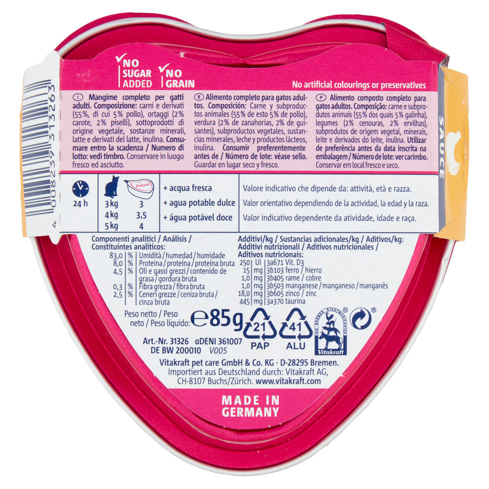 UMIDO GATTO POESIE POLLO CON VERDURE DELL'ORTO VITAKRAFT VASCHETTA G 85 - 1