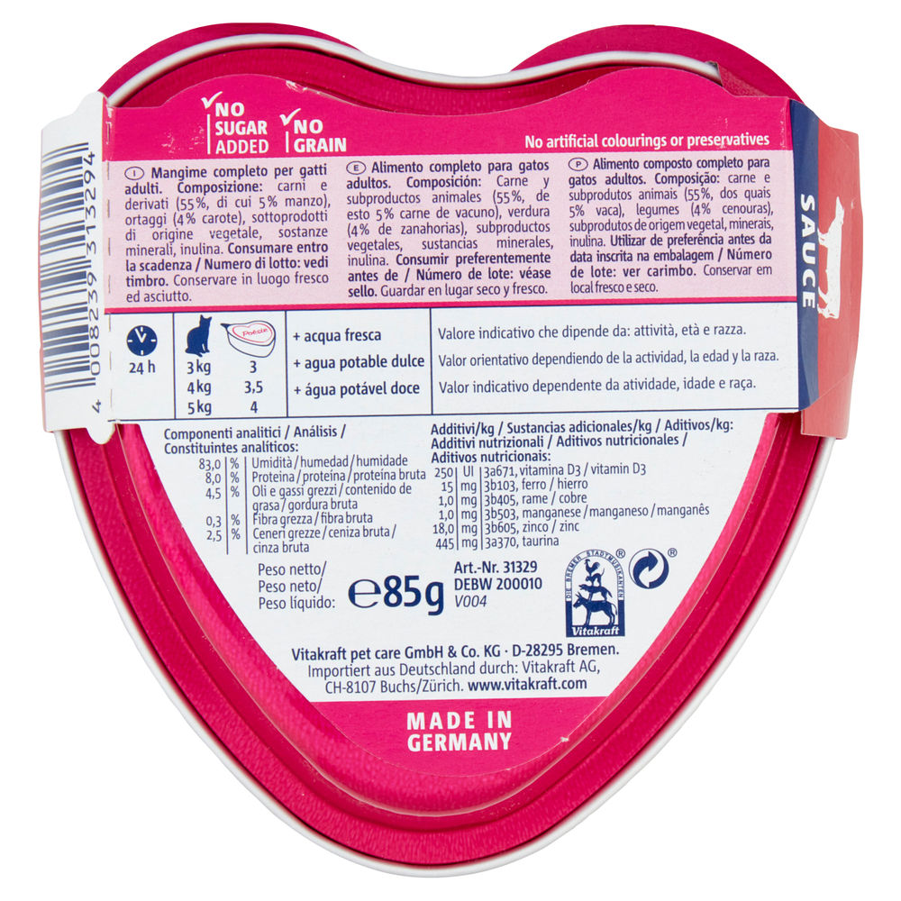 UMIDO GATTO POESIE MANZO E CAROTE VITAKRAFT VASCHETTA G 85 - 1