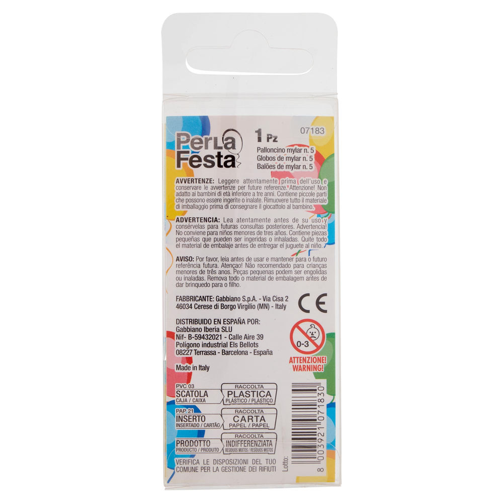 PALLONCINO MYLAR N 5 PERLAFESTA PZ 1 - 1