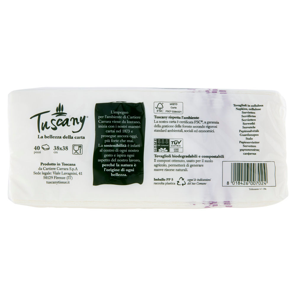 TOVAGLIOLO TUSCANY 38X38 2V 40PZ DECORATO - 7