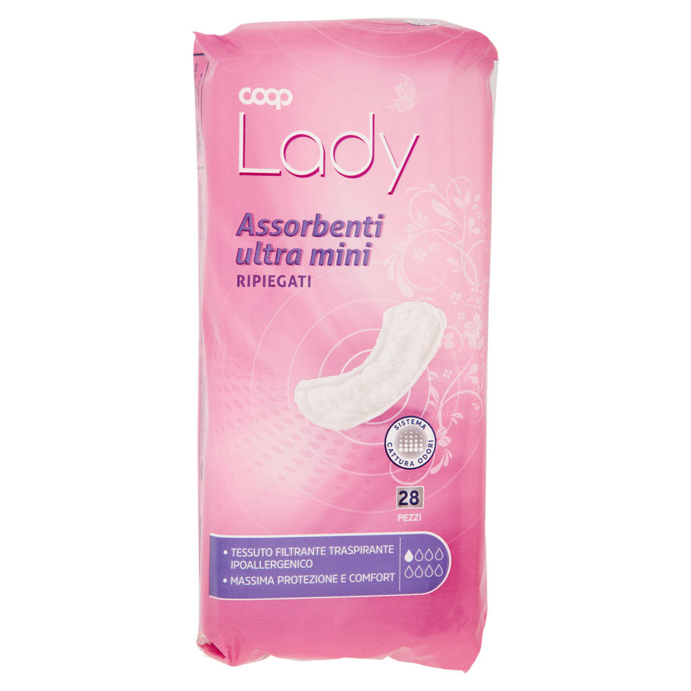 Assorbenti per incontinenza ultra mini ripiegati coop lady pz.28