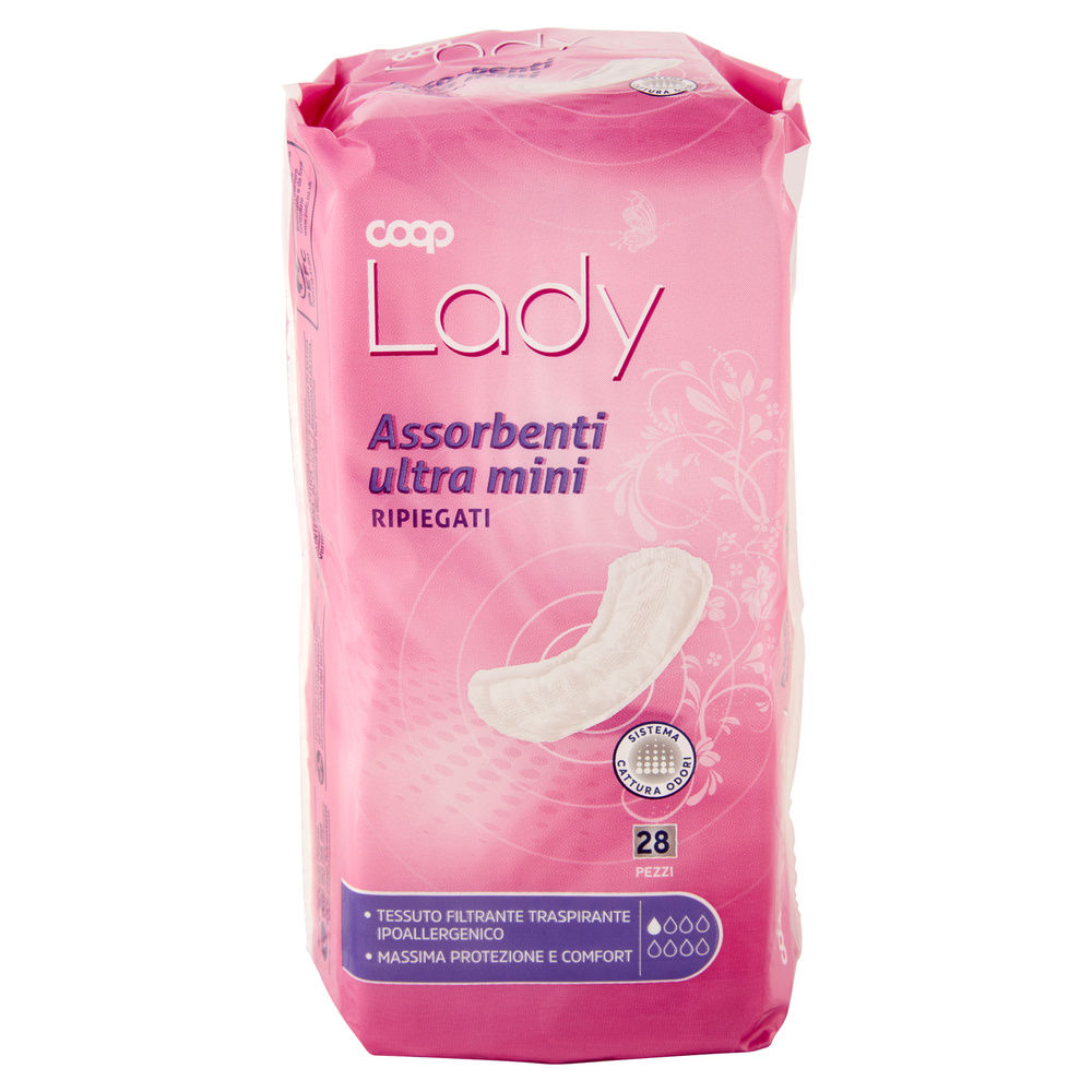 ASSORBENTI PER INCONTINENZA ULTRA MINI RIPIEGATI COOP LADY PZ.28 - 2