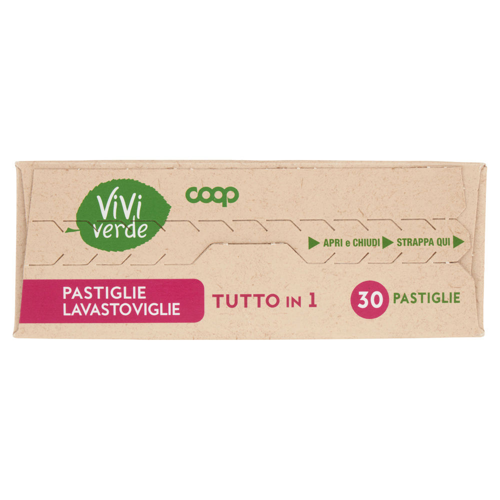 DETERSIVO LAVASTOVIGLIE COOP VIVI VERDE TUTTO IN 1 8 FUNZ. SCATOLA PZ.30G.480 - 5