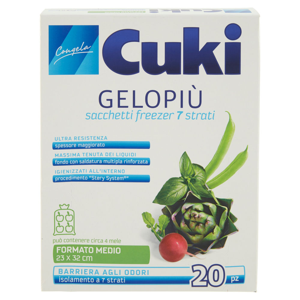 SACCHETTI GELOPIÙ - MEDI - 7 STRATI - CM 23X32 - LT 2.5 - CUKI  PZ 20 - 2