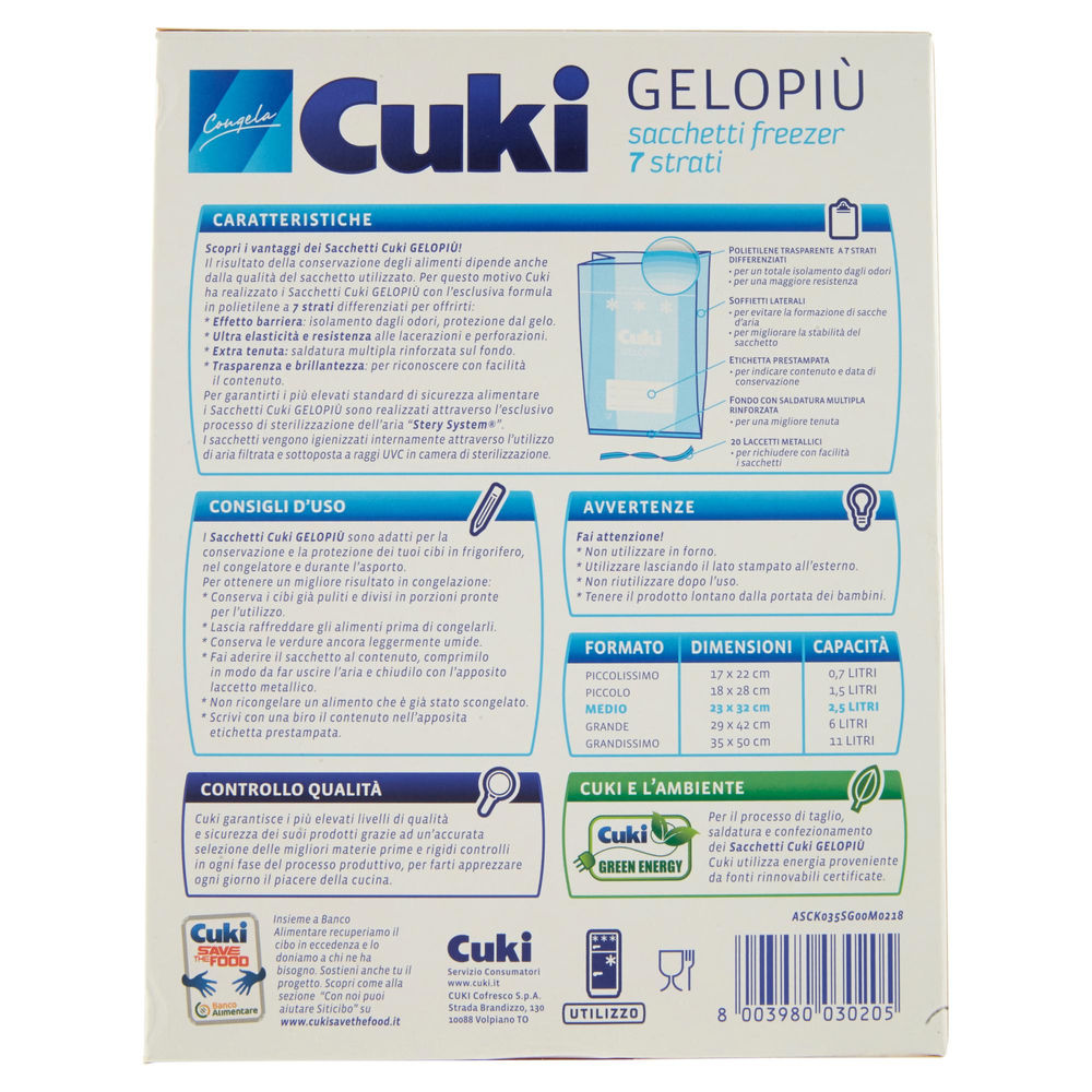 SACCHETTI GELOPIÙ - MEDI - 7 STRATI - CM 23X32 - LT 2.5 - CUKI  PZ 20 - 1