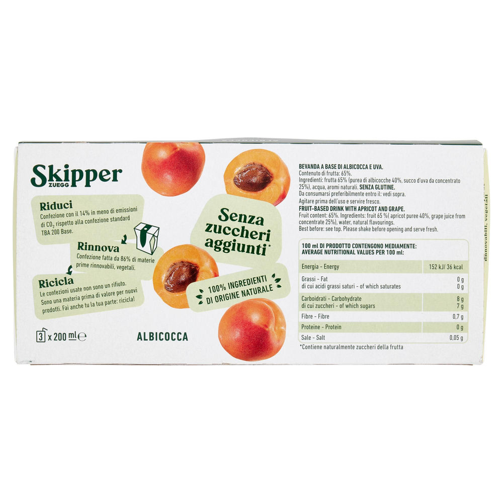 SUCCO ALBICOCCA SENZA ZUCCHERI SKIPPER CLUSTER BRIK ML 200 X 3 - 1
