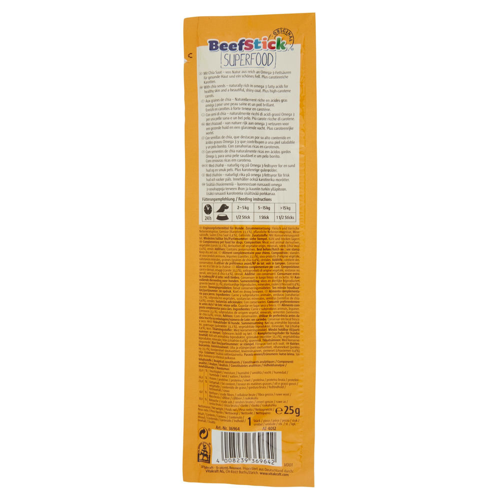 BEEF STICK SUPERFOOD CAROTE/CHIA VITAKRAFT 25G - 1