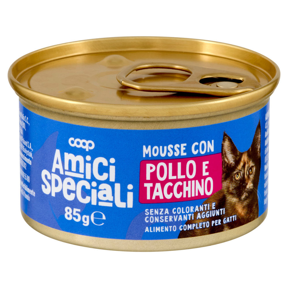 UMIDO GATTO MOUSSE GATTO CON POLLO E TACCHINO COOP AMICI SPECIALI LATTINA G85 - 9