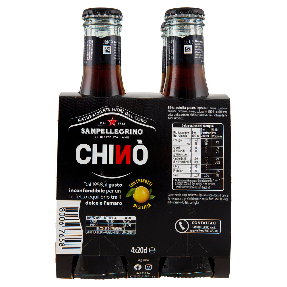 CHINOTTO SANPELLEGRINO CLUSTER VETRO ML 200 X 4 - 1