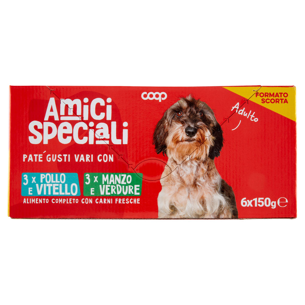 UMIDO CANE MULTIPACK PATE' CANE AMICI SPECIALI COOP VASCHETTE G150X6 - 0