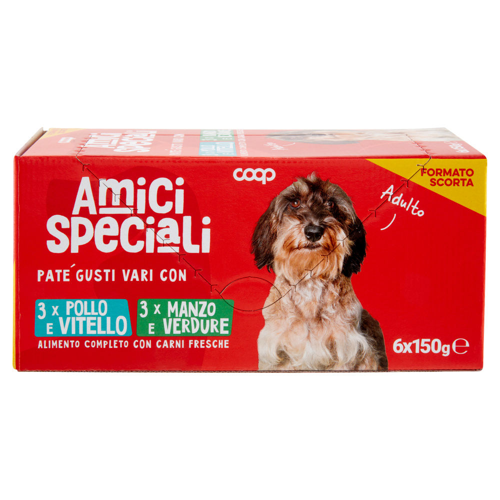 UMIDO CANE MULTIPACK PATE' CANE AMICI SPECIALI COOP VASCHETTE G150X6 - 2