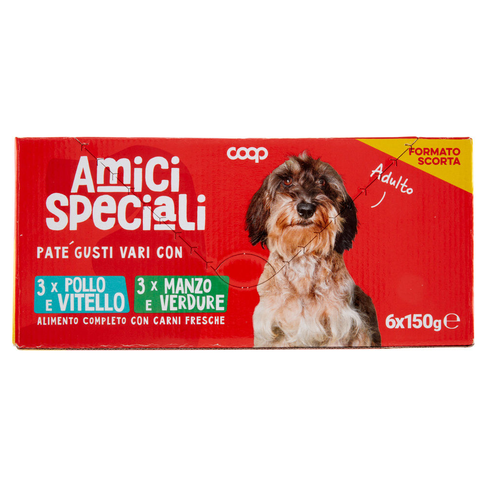 UMIDO CANE MULTIPACK PATE' CANE AMICI SPECIALI COOP VASCHETTE G150X6 - 3