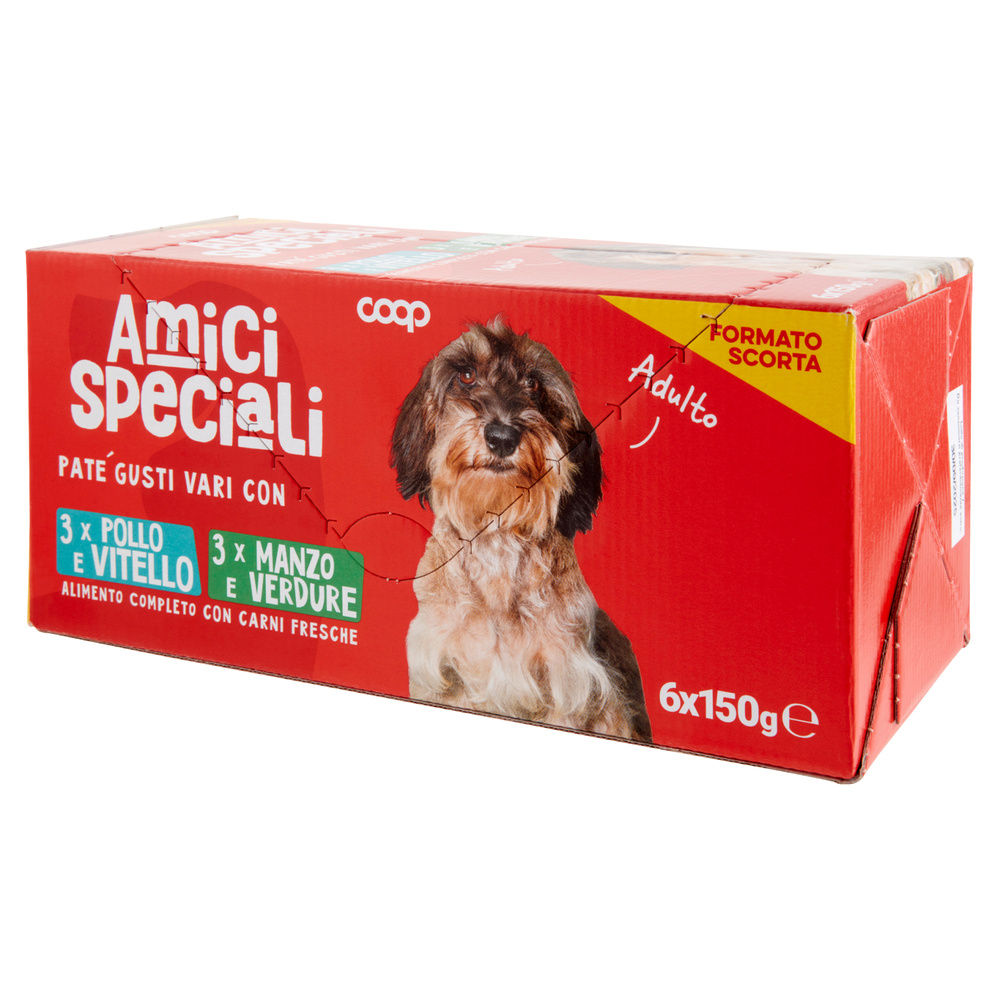 UMIDO CANE MULTIPACK PATE' CANE AMICI SPECIALI COOP VASCHETTE G150X6 - 8