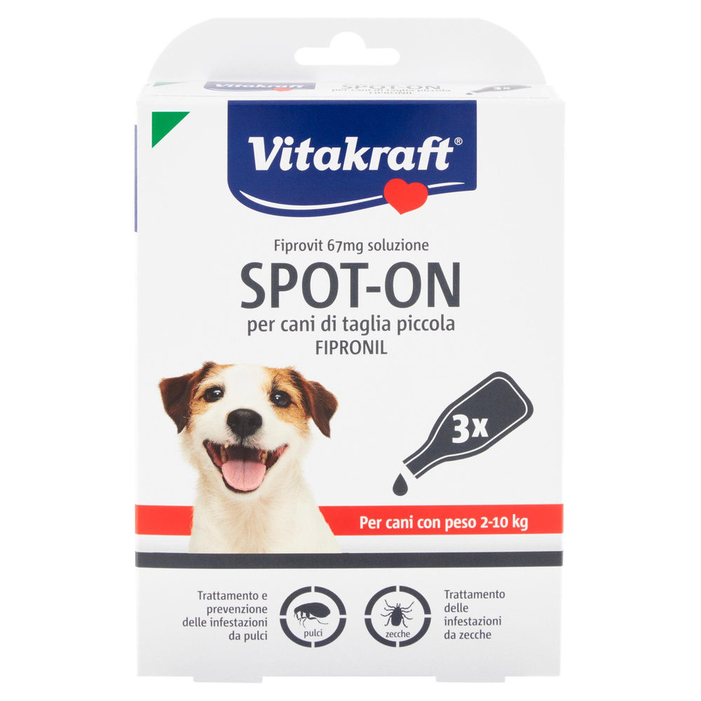 REPELT SPOT-ON FIPRONIL PER CANI DI TAGLIA PICCOLA VITAKRAFT SCATOLA PZ. 3 - 7