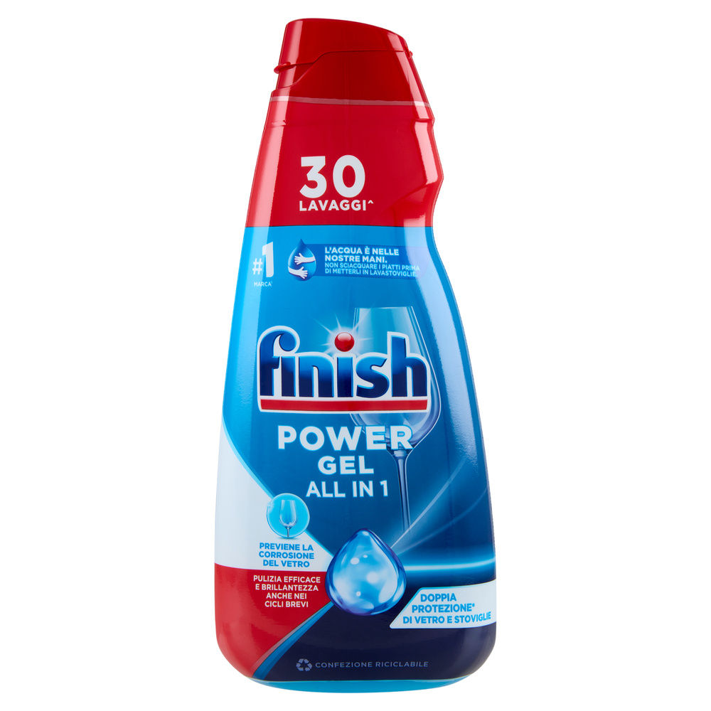 Detersivo per lavastoviglie finish power gel max brillantezza ml 600