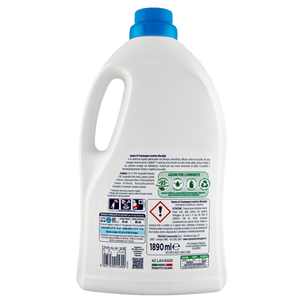 DETERSIVO LAVATRICE LIQUIDO SPUMA DI SCIAMPAGNA MARSIGLIA 42LAV L 1,89 - 1