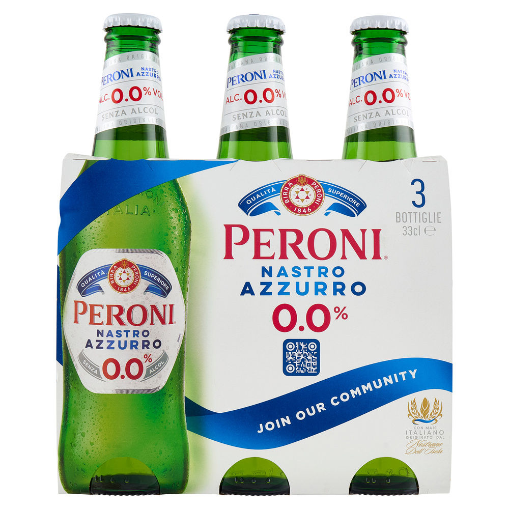 BIRRA NASTRO AZZURRO ZERO PERONI CLUSTER ML 330 X 3 - 0