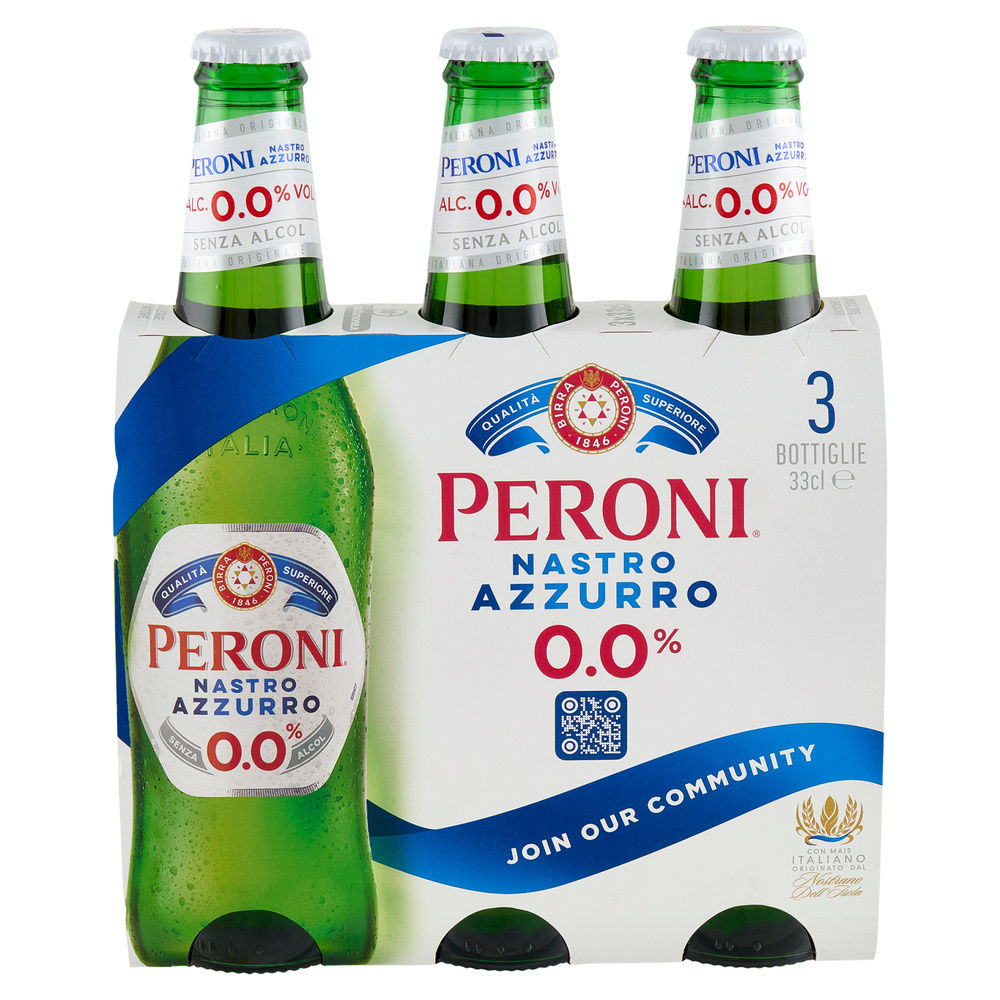 BIRRA NASTRO AZZURRO ZERO PERONI CLUSTER ML 330 X 3 - 2