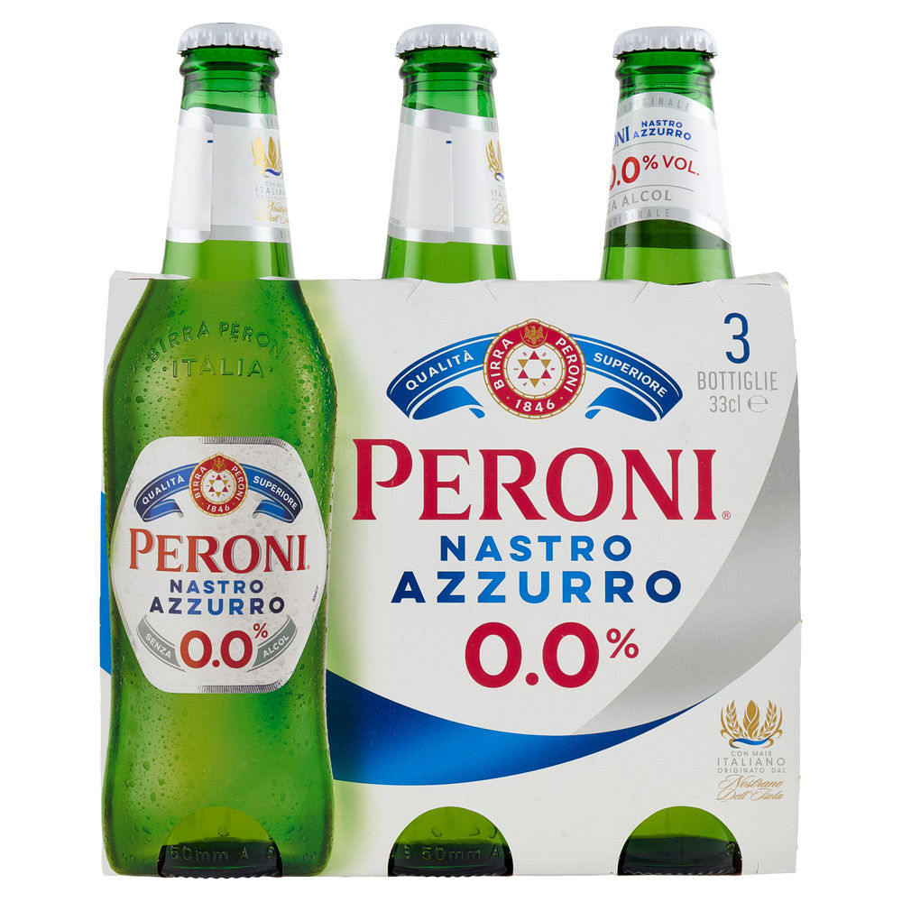 BIRRA NASTRO AZZURRO ZERO PERONI CLUSTER ML 330 X 3 - 1