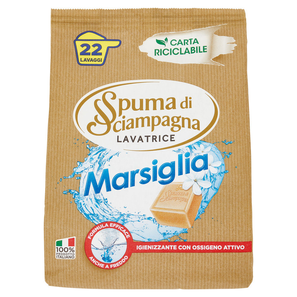 DETERSIVO LAVATRICE IN POLVERE SPUMA DI SCIAMPAGNA MARSIGLIA 22LAV KG 0,99 - 0