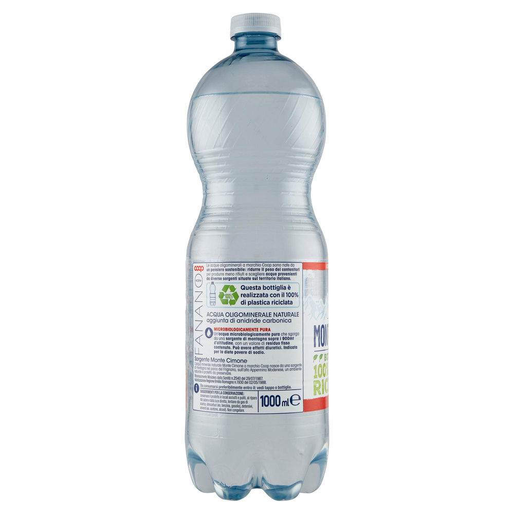 ACQUA MINERALE FRIZZANTE MONTE CIMONE COOP RPET 100% L 1 - 3