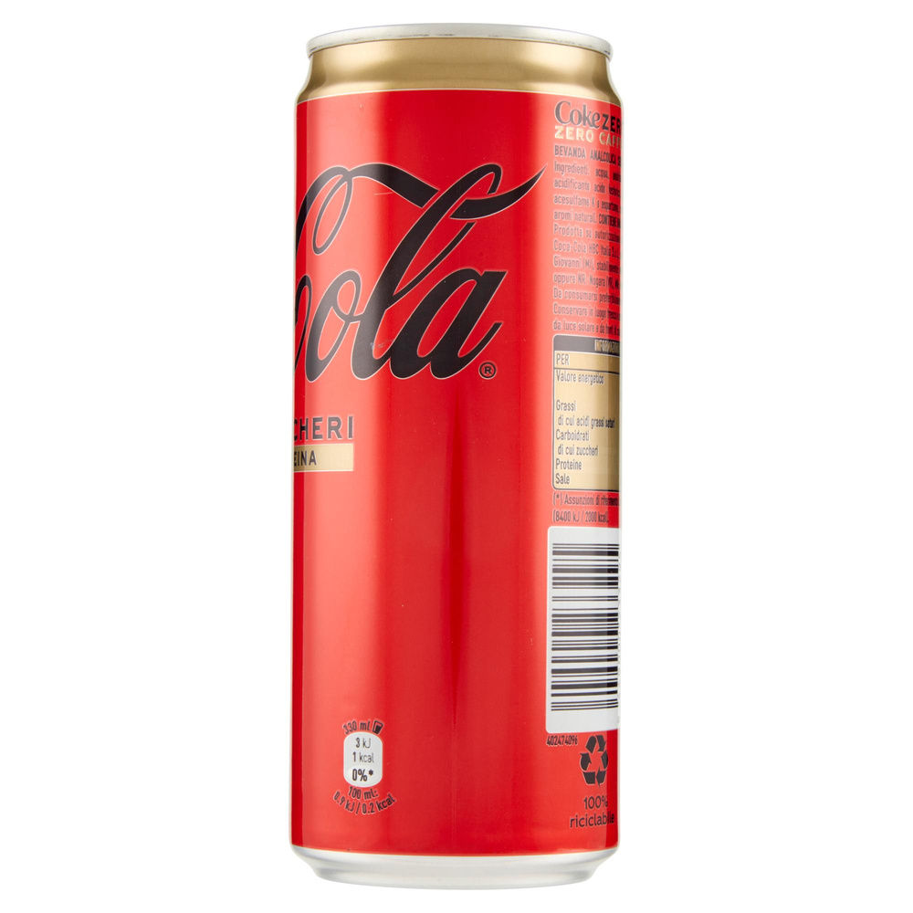 COCA COLA ZERO ZUCCHERI SENZA CAFFEINA LATTINA ML 330 - 2