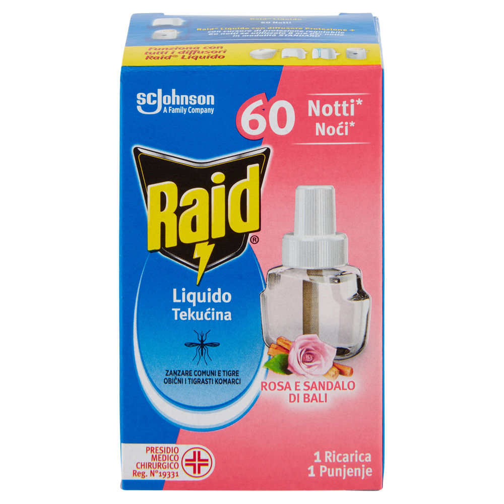 INSETTICIDA RAID RICARICA LIQU.PER ELETTROEM.60NOTTI ROSA/SANDALO DI BALI ML 36 - 6
