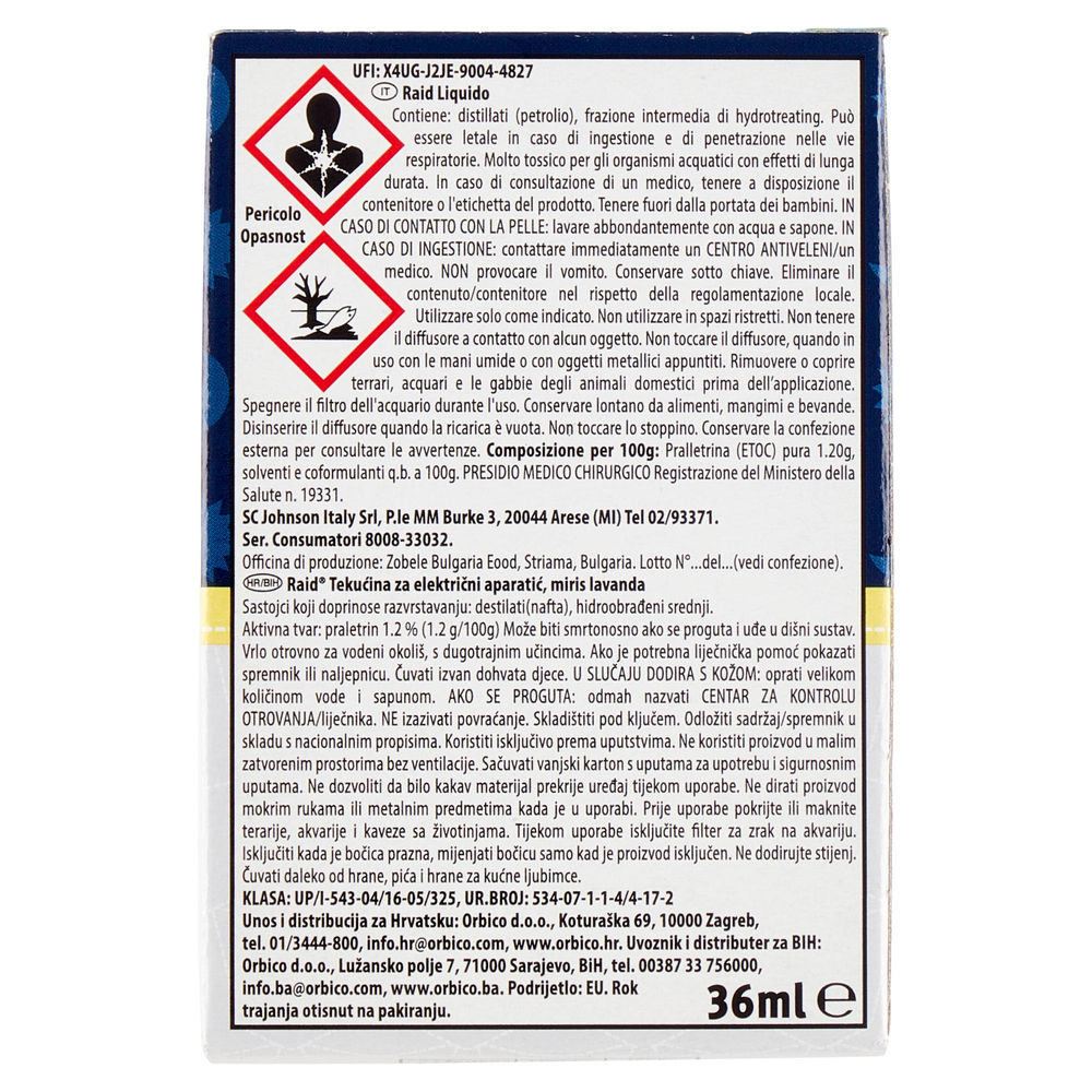 INSETTICIDA RAID FAMILY RICARICA LIQUIDA PER ELETTROEM. 60NOTTI ML 36 - 1