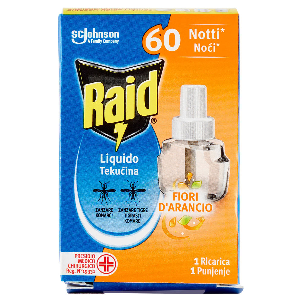INSETTICIDA RAID RICARICA LIQUIDA PER ELETTROEM. 60NOTTI FIORI D'ARANCIO ML 36 - 0