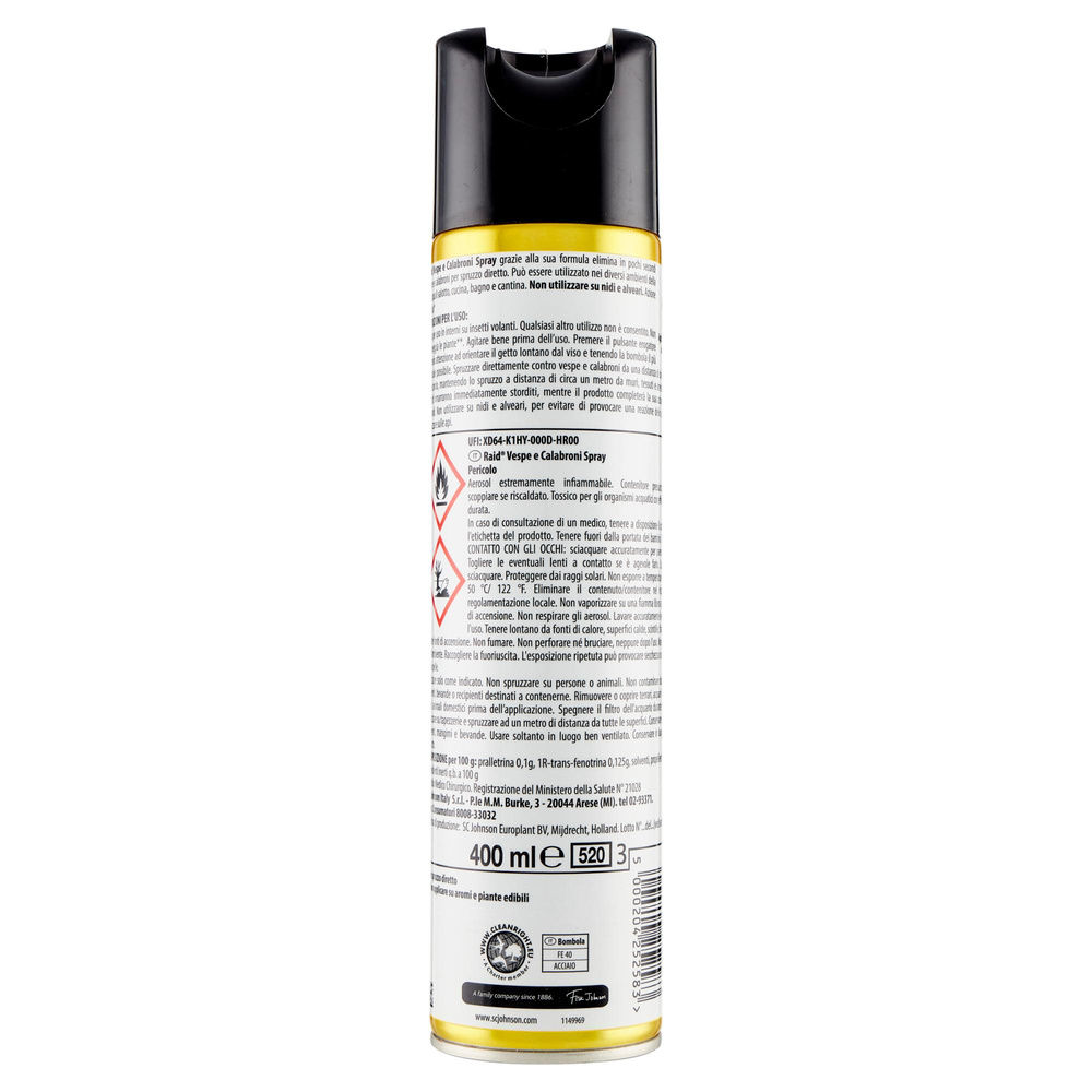 INSETTICIDA SPRAY RAID VESPE E CALABRONI ML 400 - 1