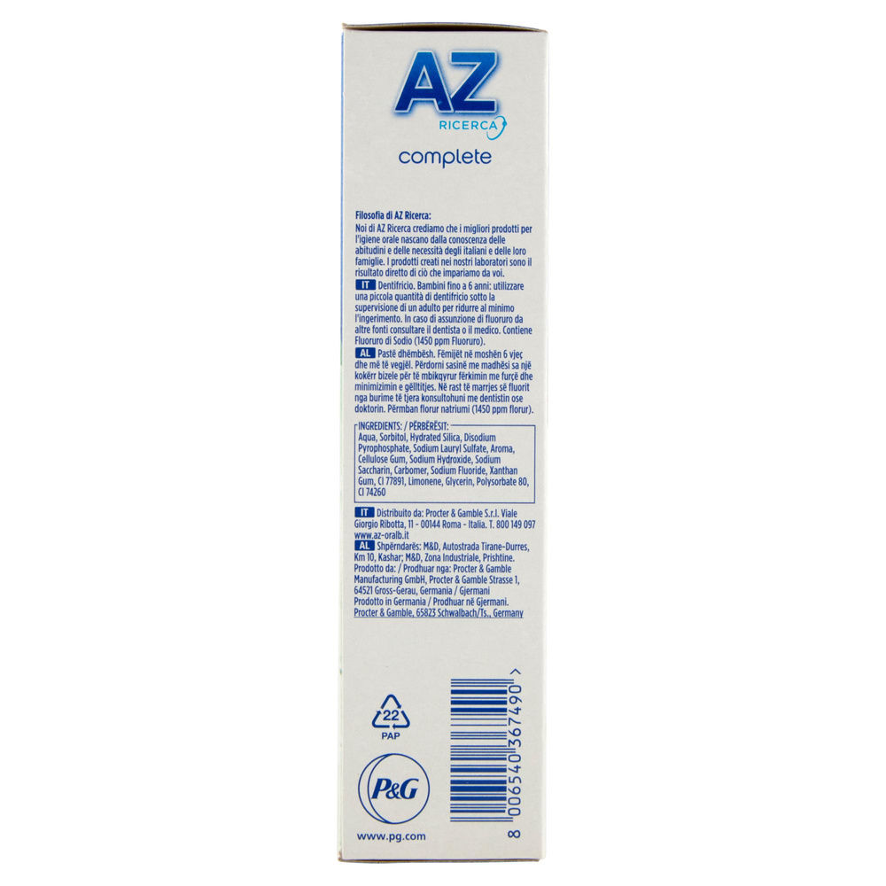 DENTIFRICIO AZ COMPLETE PLUS FRESCHEZZA DELICATA ML 65 - 6